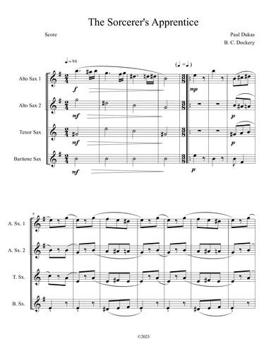 The Sorcerer's Apprentice (Saxophone Quartet) (arr. B. C. Dockery)