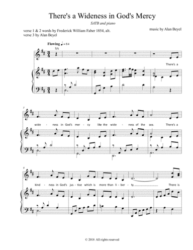 There’s a Wideness in God’s Mercy (SATB and piano) 5 pages.