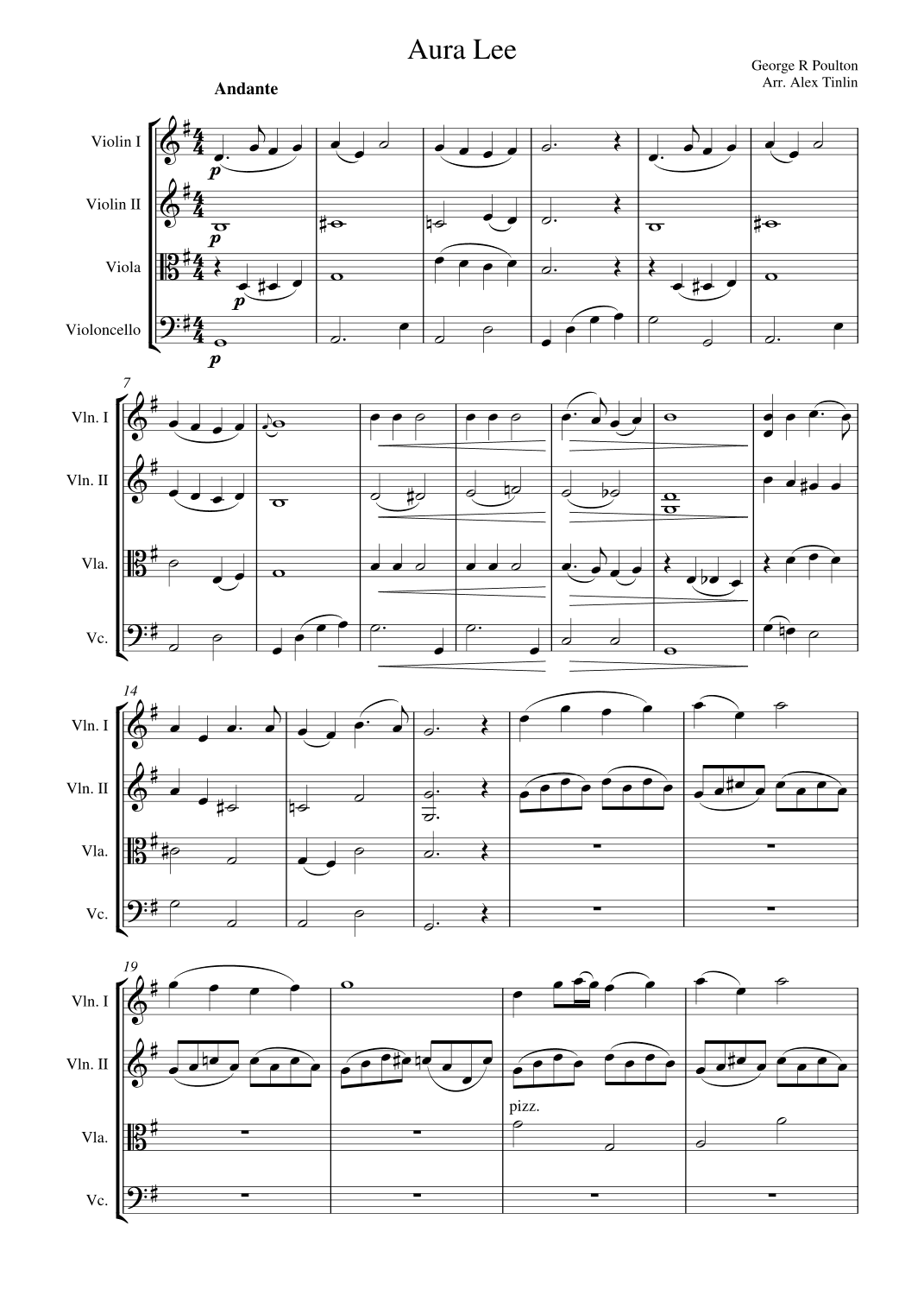 Aura Lee (arr. Alex Tinlin)
