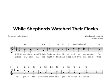 While Shepherds Watched Their Flocks (Key of G Major) (arr. R. Salvario)
