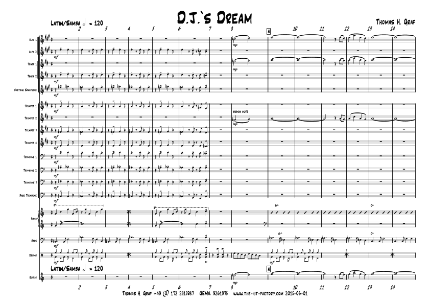 D.J.s Dream - Latin/Samba - Big Band - Score Only