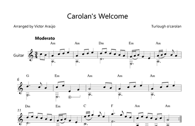 Carolan's Welcome - Guitar Arrangement with chord Symbols (arr. Victor Araújo)