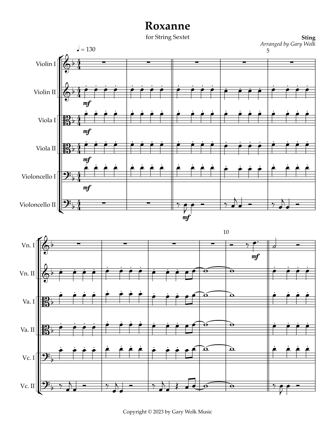 Roxanne (arr. Gary Wolk)