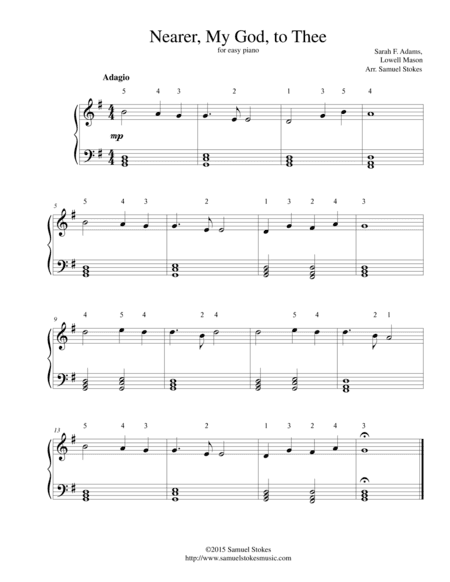 Nearer, My God, to Thee - for easy piano (arr. Samuel Stokes)