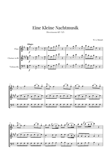 Eine Kleine Nachtmusik for Flute, Clarinet and Cello (arr. Cadenza Editions)