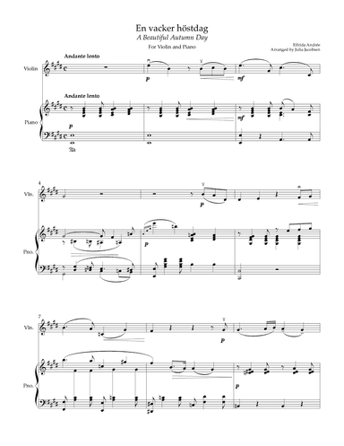 En vacker höstdag (A Beautiful Autumn Day) for Violin and Piano (arr. Julia Jacobsen)