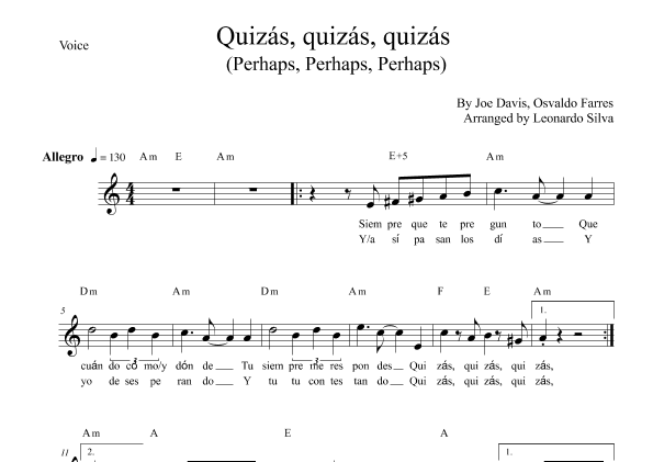 Quizas, Quizas, Quizas (perhaps, Perhaps, Perhaps) (arr. Leonardo Silva)