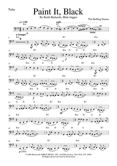 Paint It, Black (arr. Golden Skull Editions)