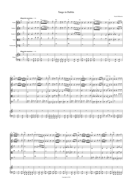Tango in Dublin Complete Parts for Piano Quintet (String Quartet plus Piano)
