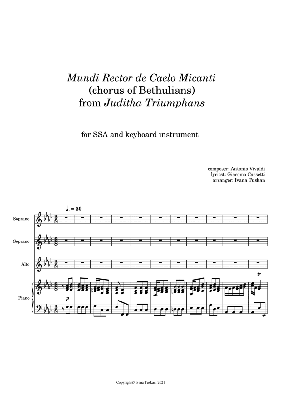 Antonio Vivaldi: Mundi rector for SSA and piano, F – minor (arr. Ivana Tuskan)