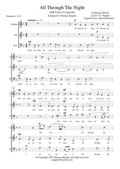 All Through The Night (SAB Choir A Cappella) (arr. Thomas Quigley)