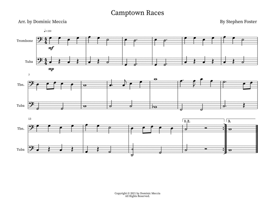 Camptown Races- Trombone and Tuba Duet (arr. Dominic Meccia)