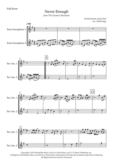 Never Enough (arr. Ottirb Sage)