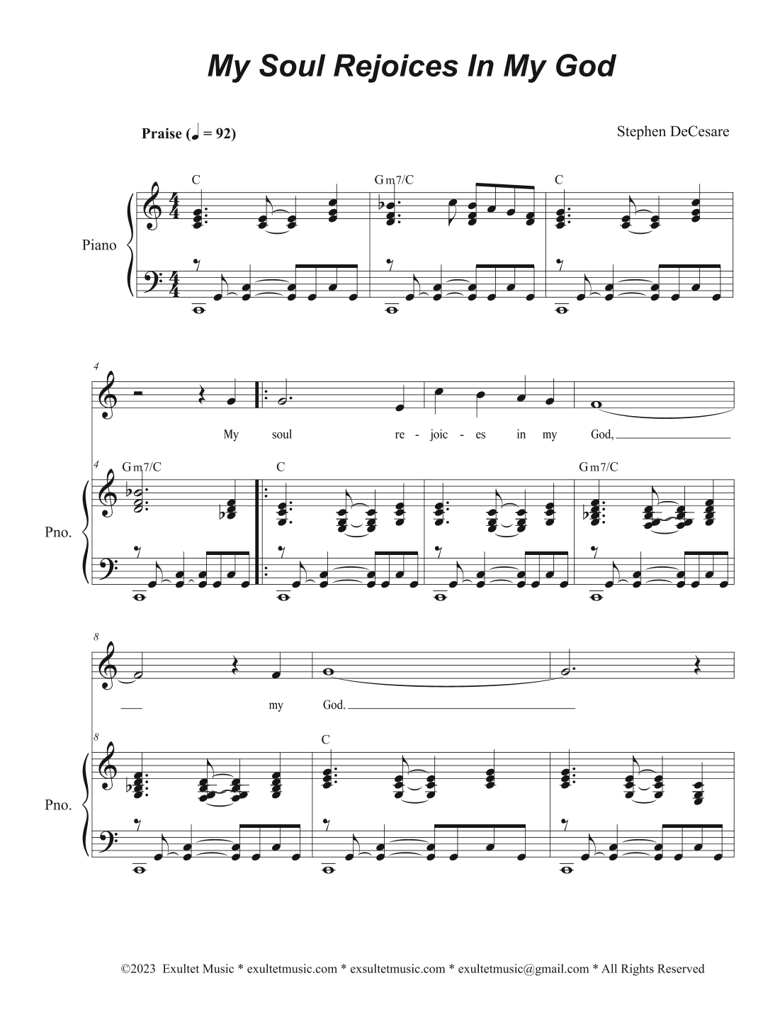 My Soul Rejoices In My God (Vocal solo)