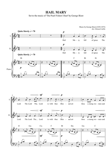 Hail Mary (Pearl Fishers' Duet) (arr. Orison Carlile)