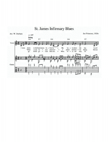 St. James Infirmary Blues (for voice and fingerstyle guitar) (arr. W. Durham)