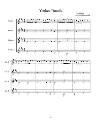 Yankee Doodle For Guitar Quartet (arr. Neal Fitzpatrick)