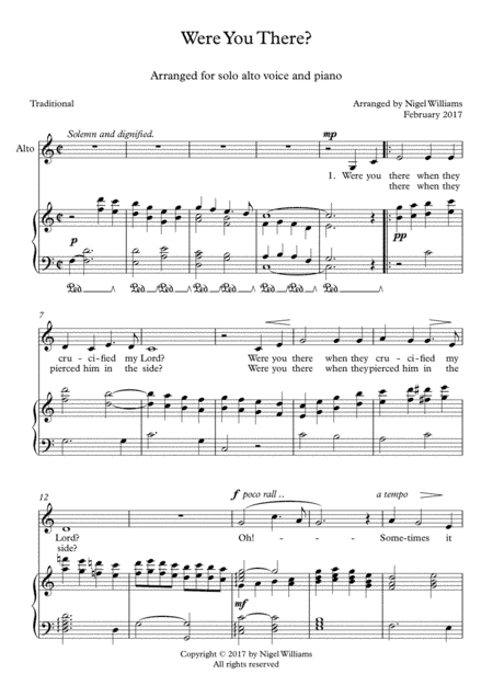 Were You There? for Alto solo voice and Piano (arr. Nigel Williams)