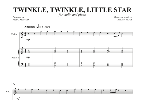 Twinkle Twinkle Little Star (arr. Art.o Artaud)