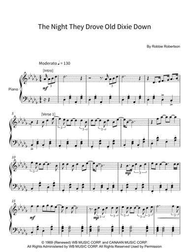 The Night They Drove Old Dixie Down (arr. soundnotation)