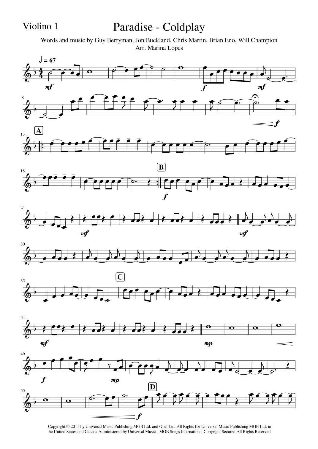 Paradise (arr. Marina Lopes)