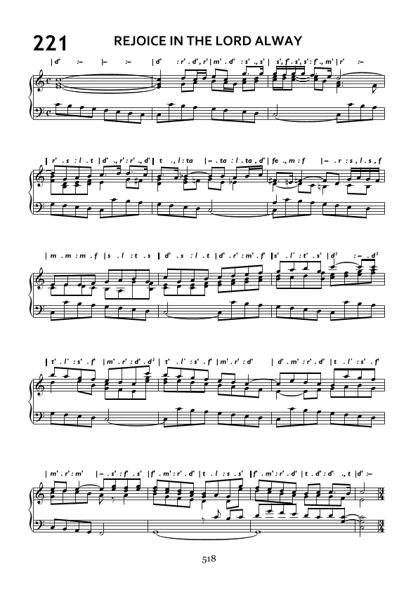 Rejoice in the Lord alway (arr. Unknown)