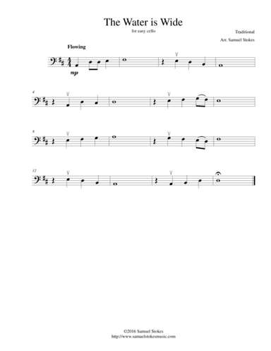 The Water is Wide - for easy cello (arr. Samuel Stokes)
