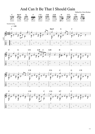 And Can It Be, That I Should Gain? (Solo Fingerstyle Guitar Tab) (arr. Chris Richter)