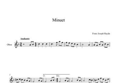 Minuet (In F Major) - Franz Joseph Haydn (Oboe) (arr. Digital Book Music)