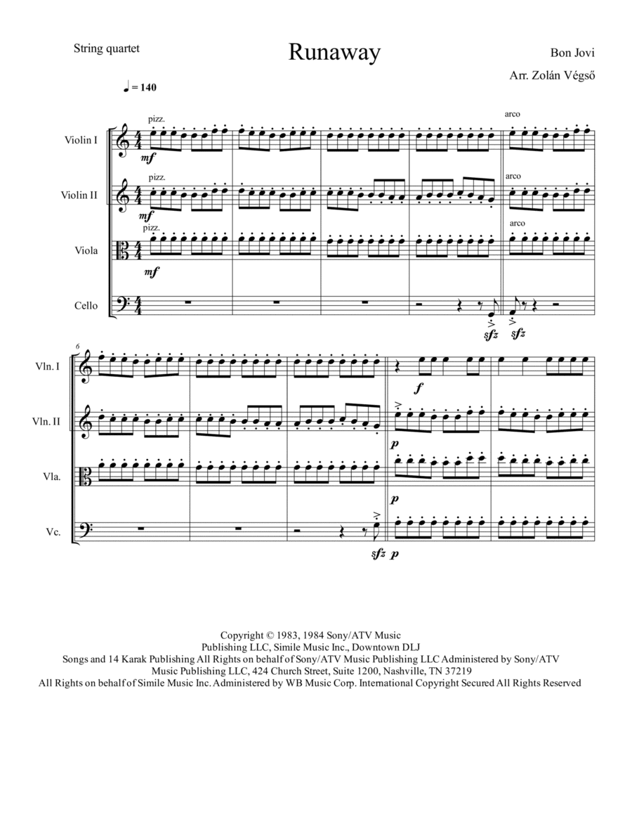 Runaway (arr. Zoltán Végső)