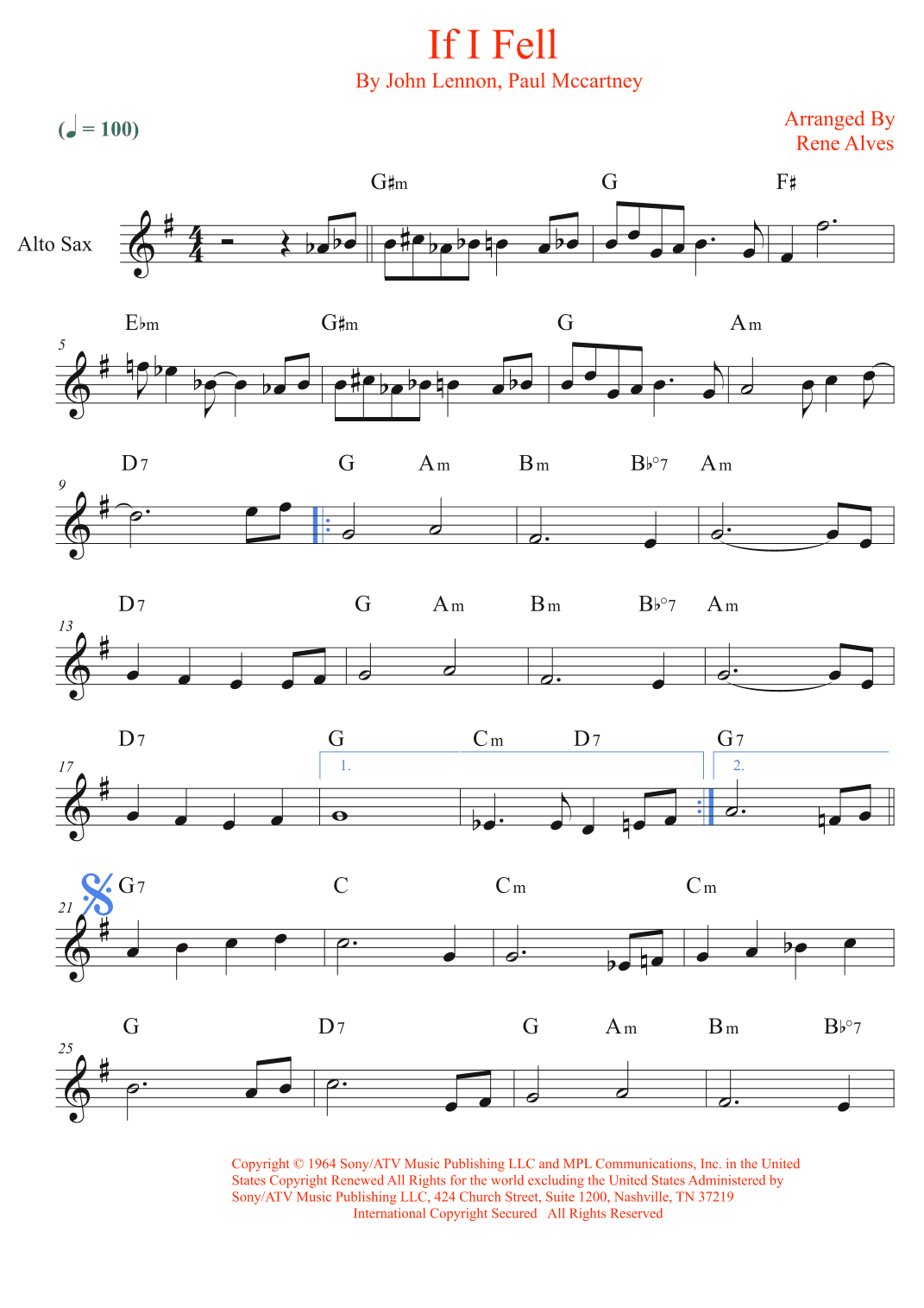 If I Fell (arr. Rene Alves)