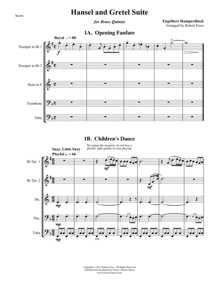 Hansel and Gretel Suite for Brass Quintet (arr. Fisco, Bobby)