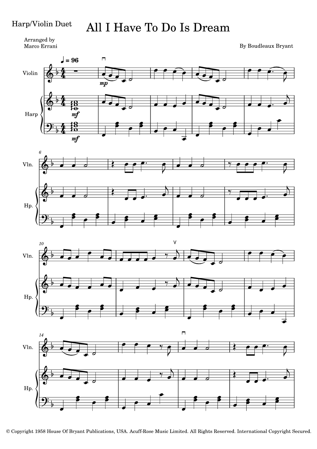 All I Have To Do Is Dream (arr. Marco Errani)