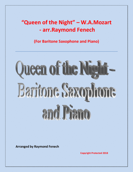 Queen of the Night - From the Magic Flute - Baritone Sax and Piano (arr. Raymond Fenech)