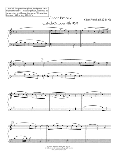 César Franck  - from his first pianoforte pieces, 1835 (arr. Len Rhodes Music Inc)