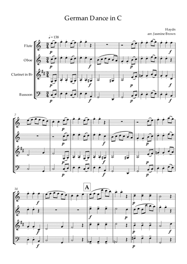 German Dance in C - Woodwind Quartet (arr. Jasmine Brown)