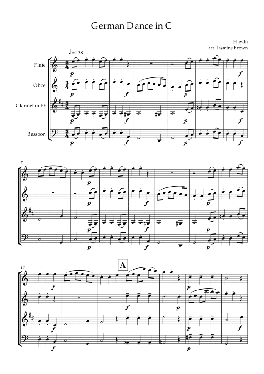 German Dance in C - Woodwind Quartet (arr. Jasmine Brown)