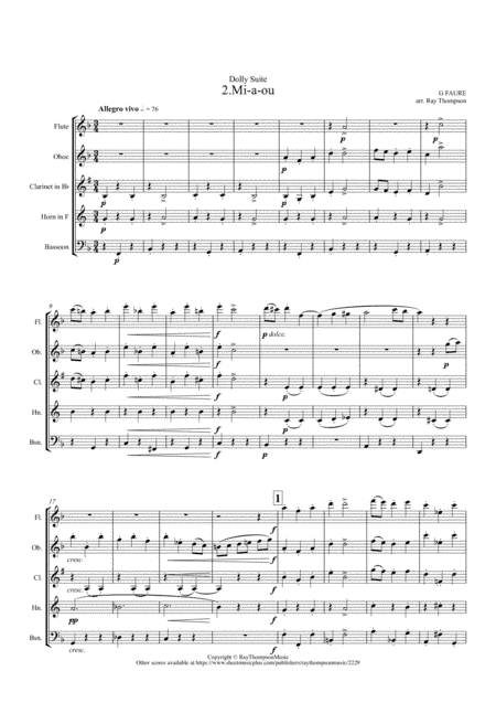 Fauré: Dolly Suite Op.56 Mvt.2 "Mi-a-ou" - wind quintet (arr. Ray Thompson)