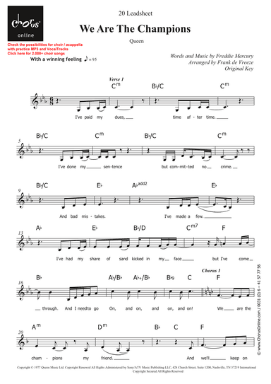 We Are The Champions (arr. Frank de Vreeze)