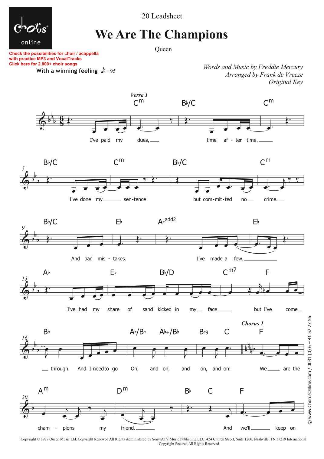 We Are The Champions (arr. Frank de Vreeze)