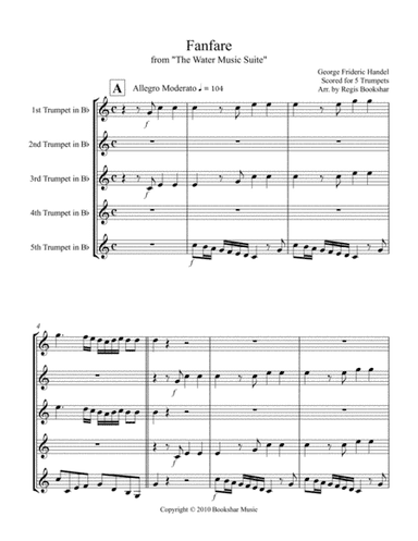 Fanfare (from "Water Music") (Trumpet Quintet) (arr. Regis Bookshar)