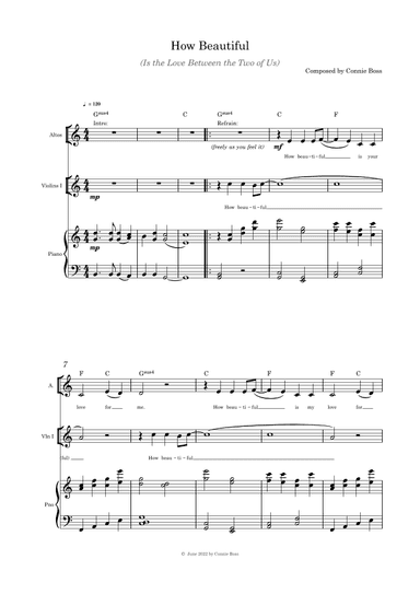 How Beautiful (Is the Love Between the Two of Us) - Alto solo, violin and piano