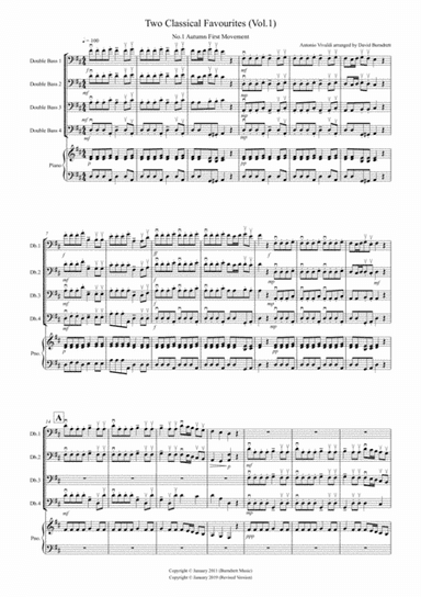 2 Classical Favourites for Double Bass Quartet (volume one) (arr. David Burndrett)