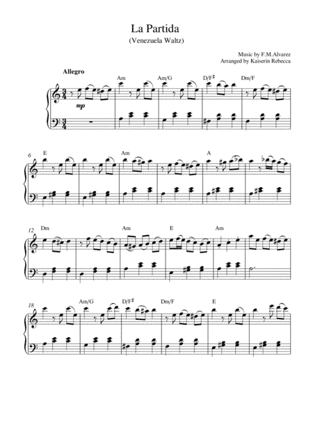 La Partida (Venezuela Waltz) (arr. Kaiserin Rebecca)