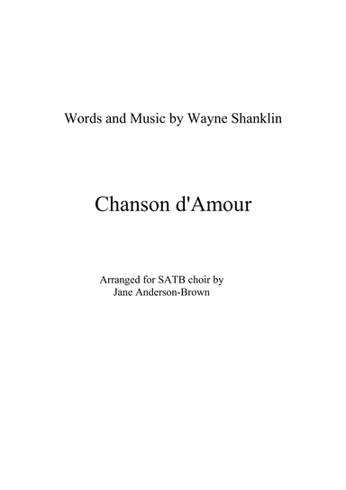 Chanson D'amour (the Ra-da-da-da-da Song) (arr. Jane Anderson-Brown)