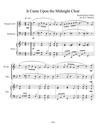 It Came Upon the Midnight Clear (Trumpet and Trombone Duet with Piano Accompaniment) (arr. B. C. Dockery)
