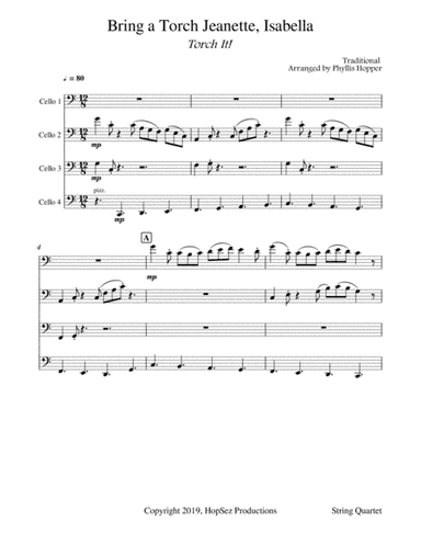 Bring a Torch Jeanette, Isabella - 4 Cellos (arr. Phyllis Hopper)