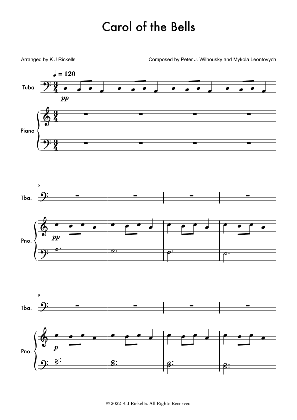 Carol Of The Bells - Tuba (arr. K J Rickells)