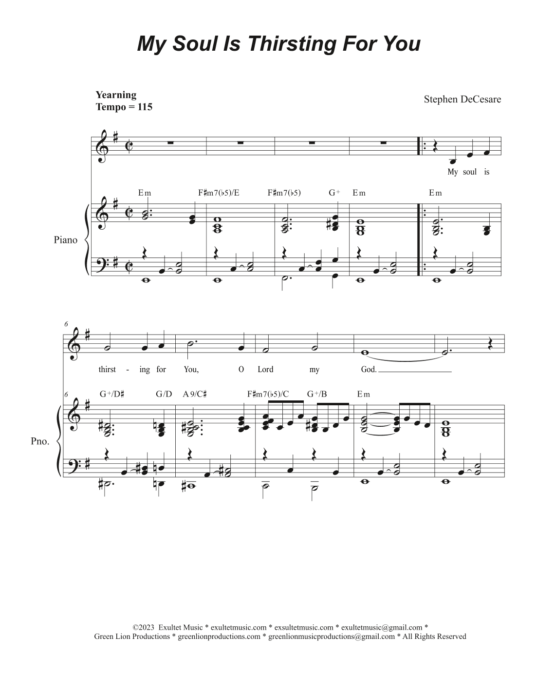 My Soul Is Thirsting For You (Unison choir)