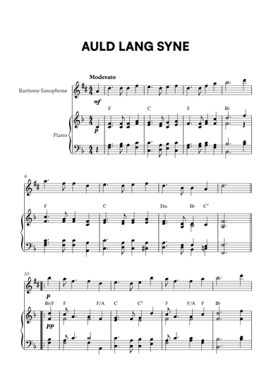 Auld Lang Syne (for Baritone Sax and Piano) (arr. Cadenza Editions)